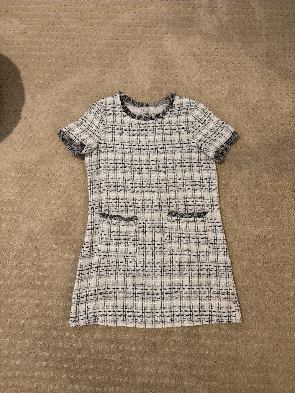 Women's Black & White Tweed Shift Dress